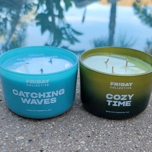 Yankee Candles Friday Collective Catching Waves and Cozy Time Set of 2 Candles